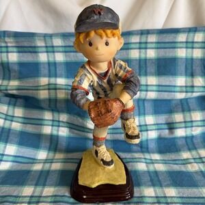 Vintage Ceramic Baseball Player Boy Figurine Number 41 Statue 12.5"